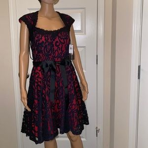 Women's Black & Red Lace Dress